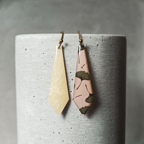 boucles d’oreilles réversibles Amboise – feuilles de ginkgo 1104