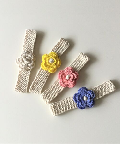 A pack of Four Organic Handcrafted Flower Style Headbands