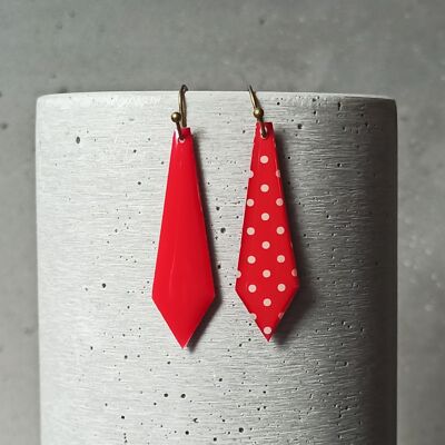 Amboise reversible earrings – white polka dots on a red background 0006