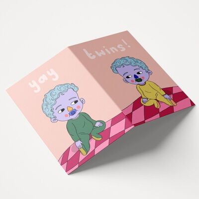 Nueva tarjeta de bebé-gemelos