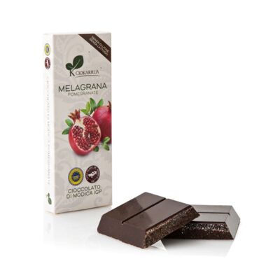 Ciokarrua | Cioccolato di Modica Melograno IGP | Cioccolato Crudo Lavorato Modica | Barretta di cioccolato senza lattosio | Cioccolato 1 Tavoletta - 100 Grammi
