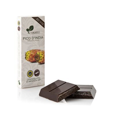 Ciokarrua | Chocolat Modica à la Figue de Barbarie | Chocolat cru transformé Modica | Barre de chocolat sans lactose IGP | Chocolat 1 Tablette - 100 Grammes