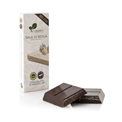 Ciokarrua | Modica-Schokolade mit sizilianischem Salz | Verarbeitete Rohschokolade aus Modica g.g.A. | Laktosefreie Tafelschokolade | Schokolade 1 Tafel – 100 Gramm