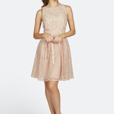 SHORT LACE DRESS - MISTY ROSE