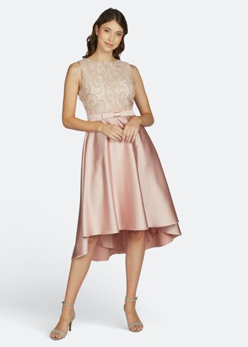 ROBE MIDI EN DENTELLE SATINÉE - MISTY ROSE 1