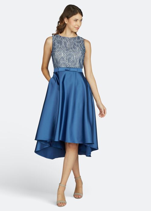 MIDI SATIN LACE DRESS - NAUTICAL BLUE