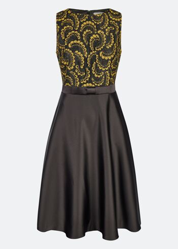 ROBE MIDI EN DENTELLE DE SATIN - NOIR 4