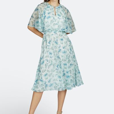 MIDI CHIFFON DRESS - MULTI AQUA