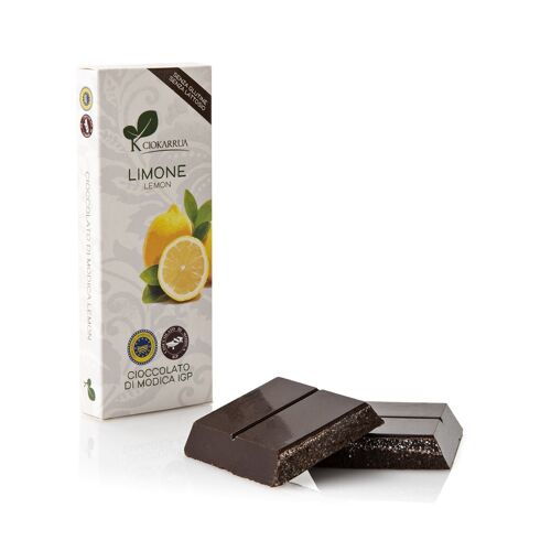 Ciokarrua | Lemon Chocolate - 100 Gr | Modica Chocolate | Lactose-free chocolate bar | Raw Chocolate