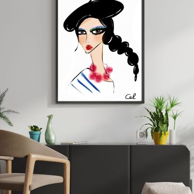 Modeillustration - Poster, Skizze Madame Jeanne