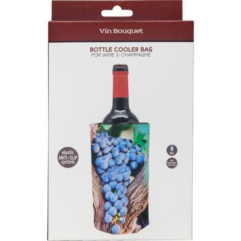 Housse Glacière Réglable pour Bouteilles de Vin avec Système Élastique Antidérapant Raisins Noirs 5