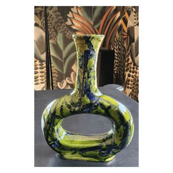 Vase artisanal marocain, éco-responsable, céramique vert et noir 2