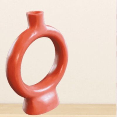 Eco-responsible Moroccan vase, round terracotta ceramic