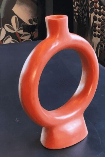 Vase marocain éco-responsable, céramique rond terracotta 2