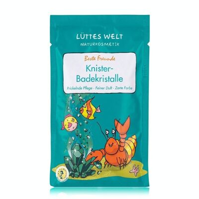 Lüttes Welt BEST FRIENDS cristales de baño crepitantes - cosmética natural certificada, aditivo de baño para niños
