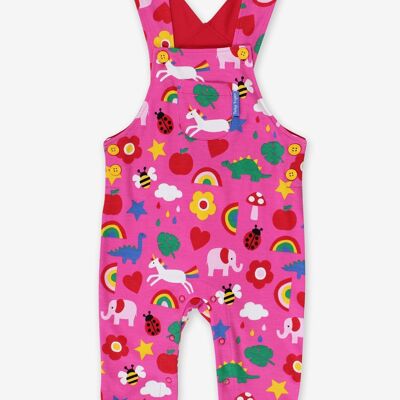 Dungarees made of organic cotton with a toy print