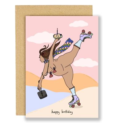 Carte d'anniversaire - Fille patineuse