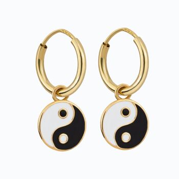 Boucles d'oreilles créoles Yin Yang 1