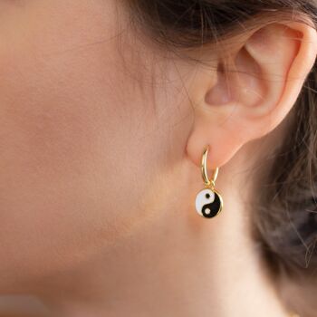 Boucles d'oreilles créoles Yin Yang 2