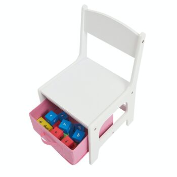 Table et chaises blanches pour enfants avec bacs de rangement roses 6