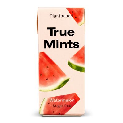 TRUE GUM Minzbonbons mit Wassermelonengeschmack, zuckerfrei und ohne Plastik