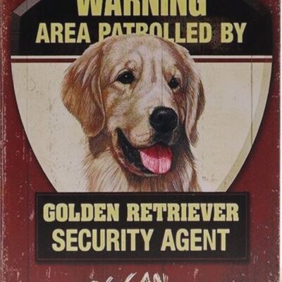 Golden Retriever metalen bord 20x30cm