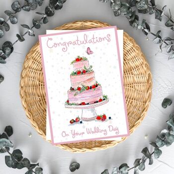 Carte de voeux de jour de mariage avec un cadeau de graines de fraises alpines 1