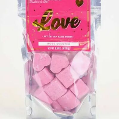 Bombas de baño de corazón de amor rosa