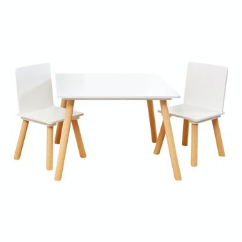 Ensemble table et chaises pour enfants blanc et pin 2