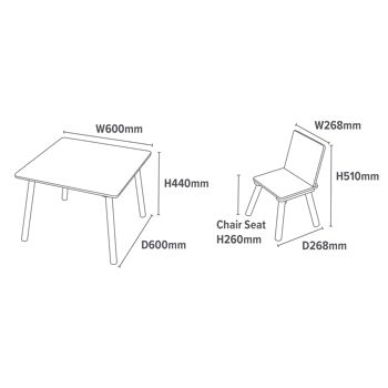 Ensemble table et chaises pour enfants blanc et pin 6