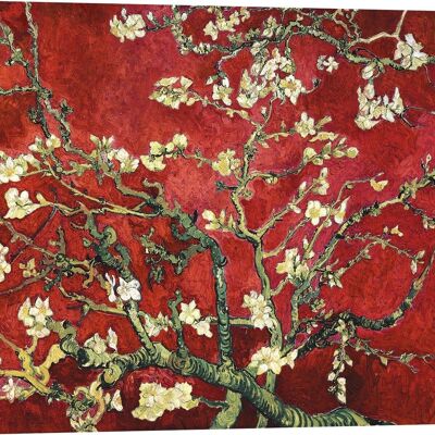 Toile de qualité musée Vincent van Gogh, Déco Van Gogh - Fleur d'amandier (Variation rouge)