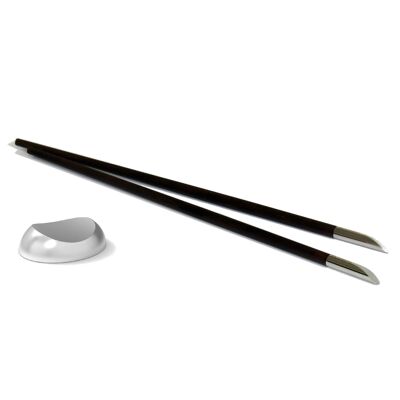 Juego de palillos 1 - palisandro con descanso, diseño chino, 25 cm de largo