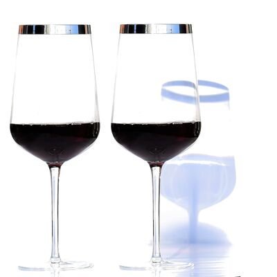 Lot de 2 verres à vin rouge en cristal