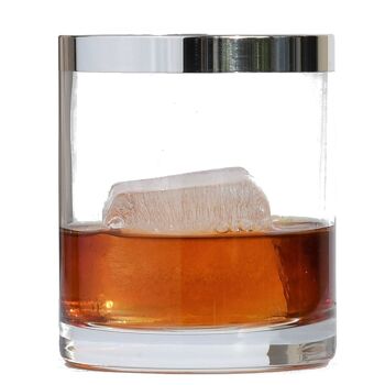 Ensemble de verres à whisky avec bord en argent pur | Ensemble de verres à whisky avec bord en argent fin 1