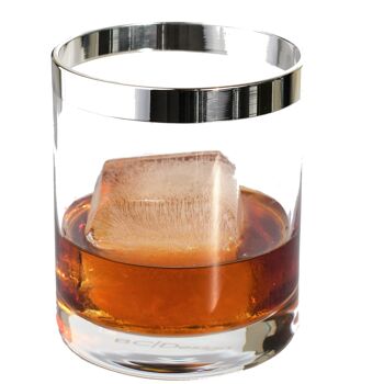 Ensemble de verres à whisky avec bord en argent pur | Ensemble de verres à whisky avec bord en argent fin 2