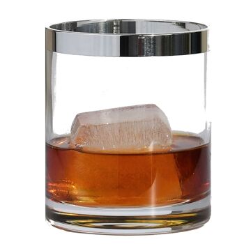 Ensemble de verres à whisky avec bord en argent pur | Ensemble de verres à whisky avec bord en argent fin 3