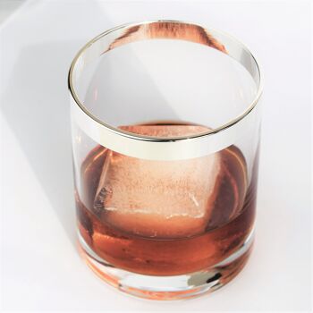 Ensemble de verres à whisky avec bord en argent pur | Ensemble de verres à whisky avec bord en argent fin 4
