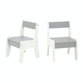 Ensemble de table et chaise de bibliothèque blanc et gris pour enfants 5