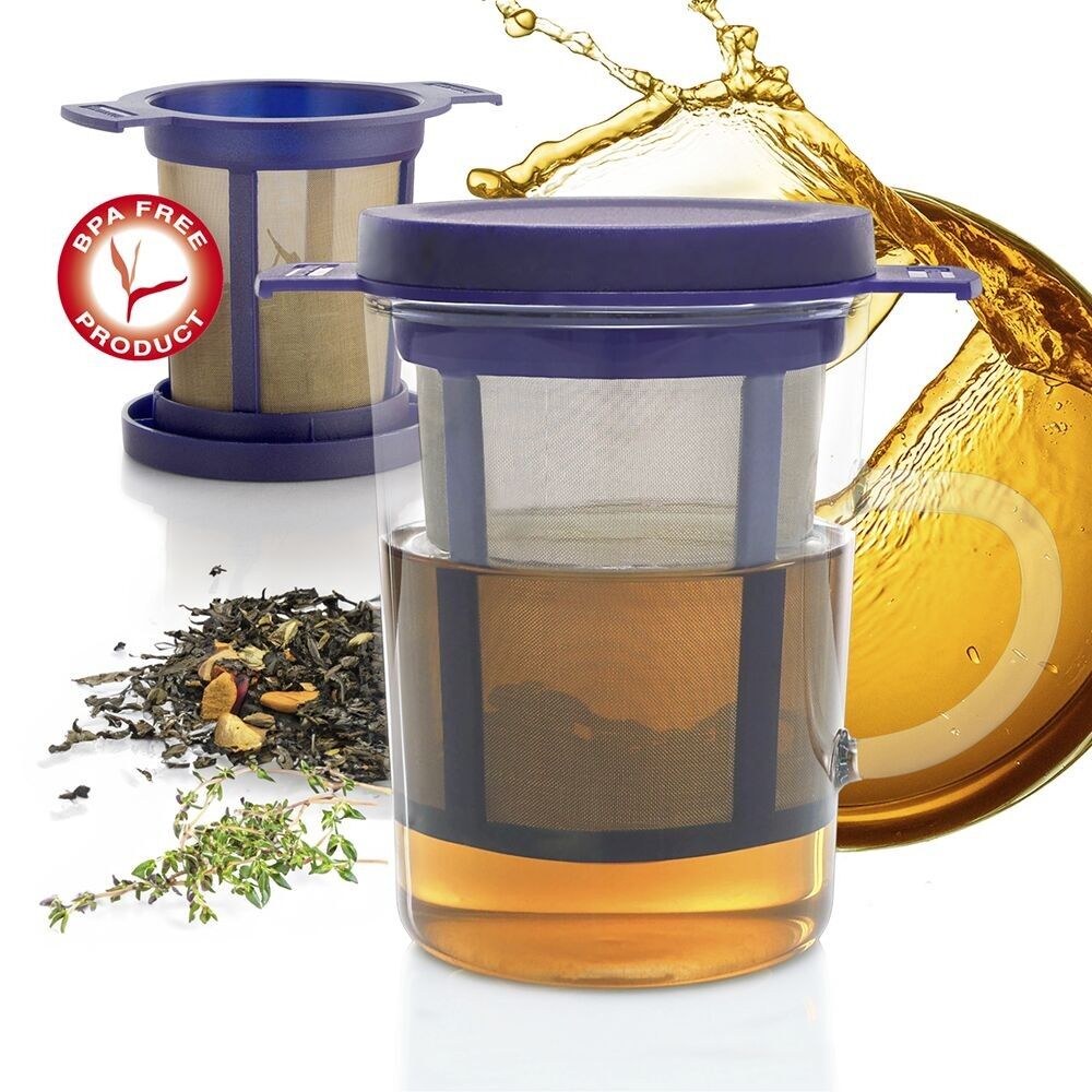 Teeglas System 200ml, Teeglas + filtro permanente, blu