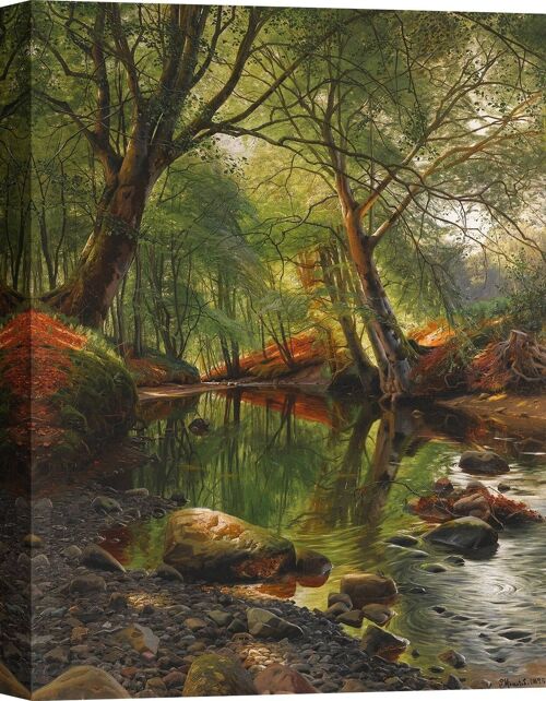 Quadro su tela di qualità museale Peder Mørk Mønsted, Torrente nel bosco
