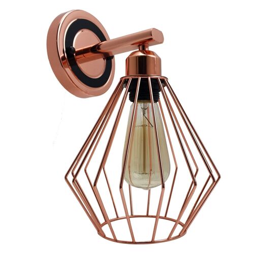 Industrial Vintage Metal  Rose gold Diamond cage Wall Lamp E27 Uk Holder~3772