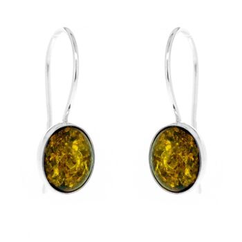 Boucles d'oreilles pendantes classiques en ambre vert avec boîte de présentation 1