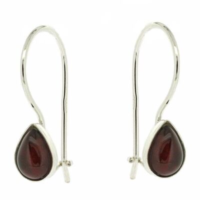 Classic Teardrop Cherry Amber Drop Earrings with and Presentation Box