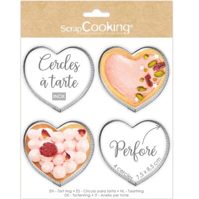 4 individual heart-perforated pie circles 7.5 x 8.5 cm