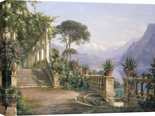 Quadro su tela di qualità museale Carl Frederic Aagaard, Loggia sul Lago di Como
