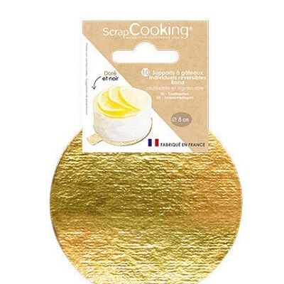 10 supporti rotondi singoli oro/nero 8cm
