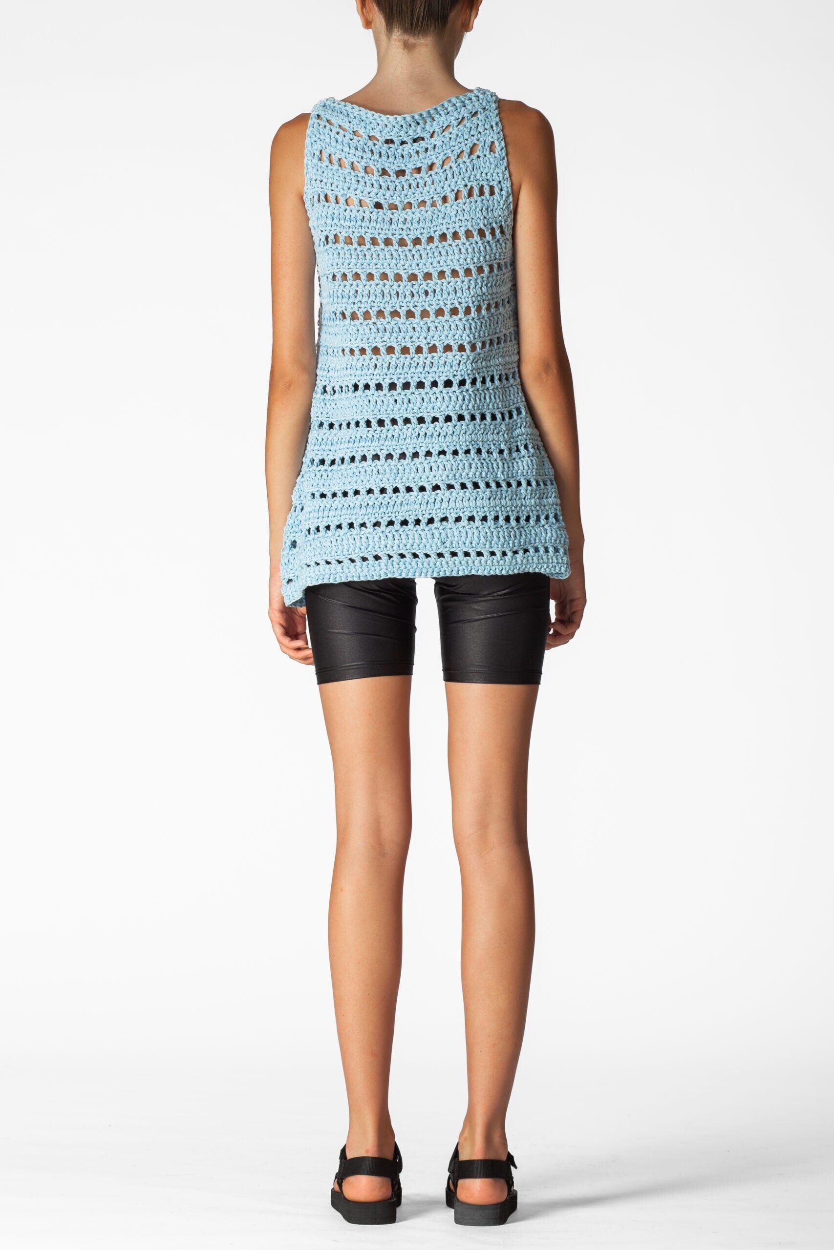 Quare Handknitted Top 100% cotton - M - Celeste