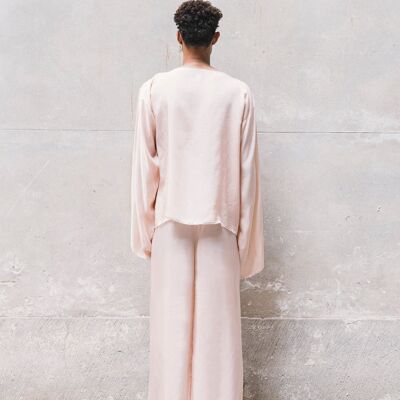 Long Wide Pants 100% BEMBERG Cyclamen/Powder Pink - Medium - Powder pink