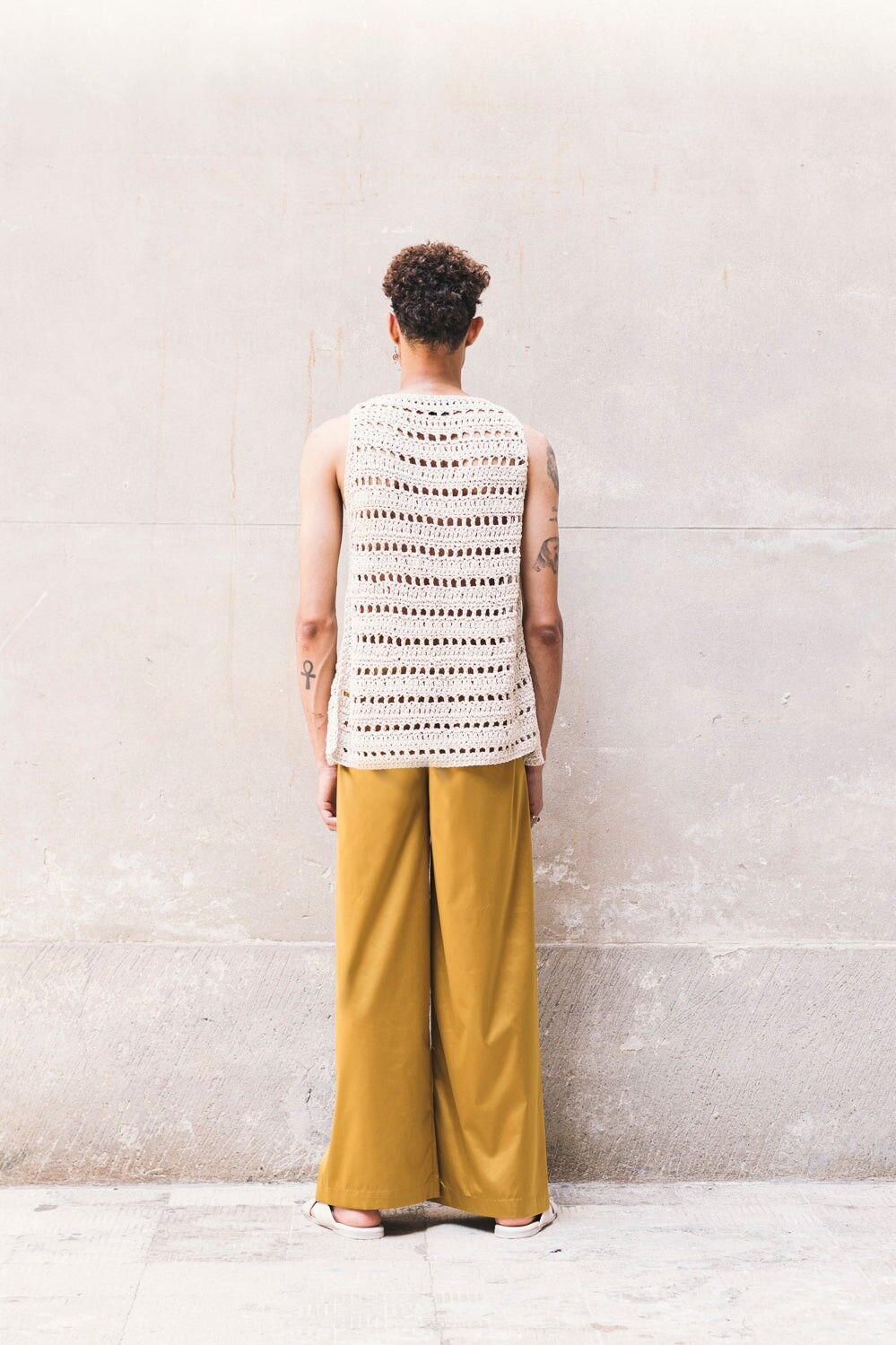 SAM WIDE PANTS - Black/Olive/Ocra Newlife - Medium - Ocra