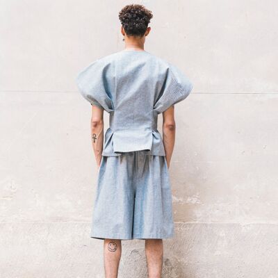 KARATEGI DENIM SHORT KIMONO - Large